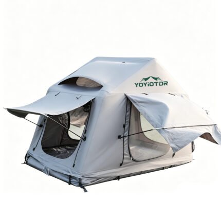Inflatable Rooftop Tent, Black & Grey SUV Camping Tent with Mattress, Ladder & Pump, Waterproof Overland Design