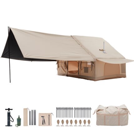 6.3㎡ Inflatable Tent with Black‑Coated Canopy,4-Season UV & Waterproof Awning for Outdoor Camping Backyard